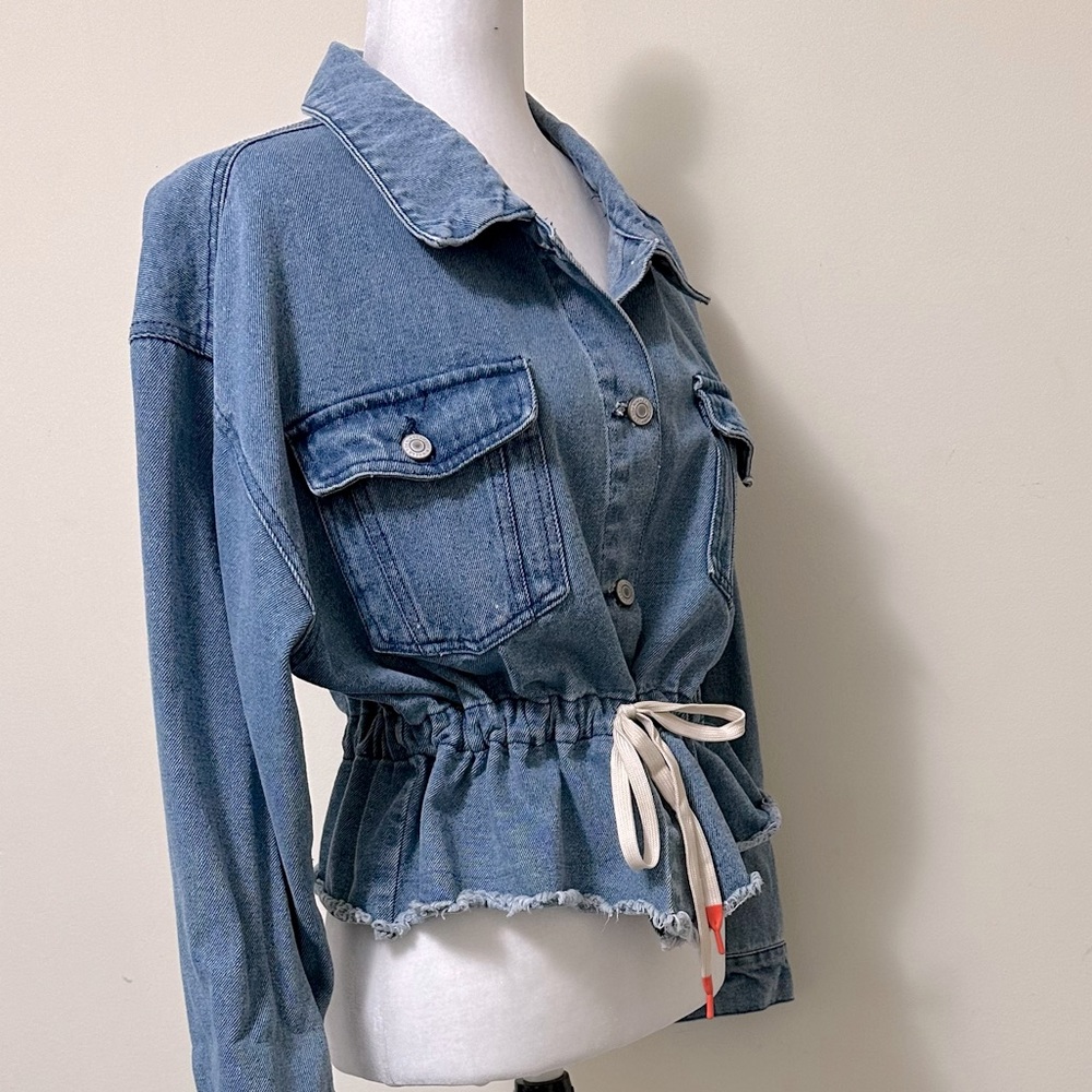 By 26 Ashley Vintage Charm NEW Denim Paperbag Drawstring Waist Jacket Top XL - Picture 2 of 16